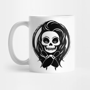 Female Bowling Skull and Bowling Pins Mug